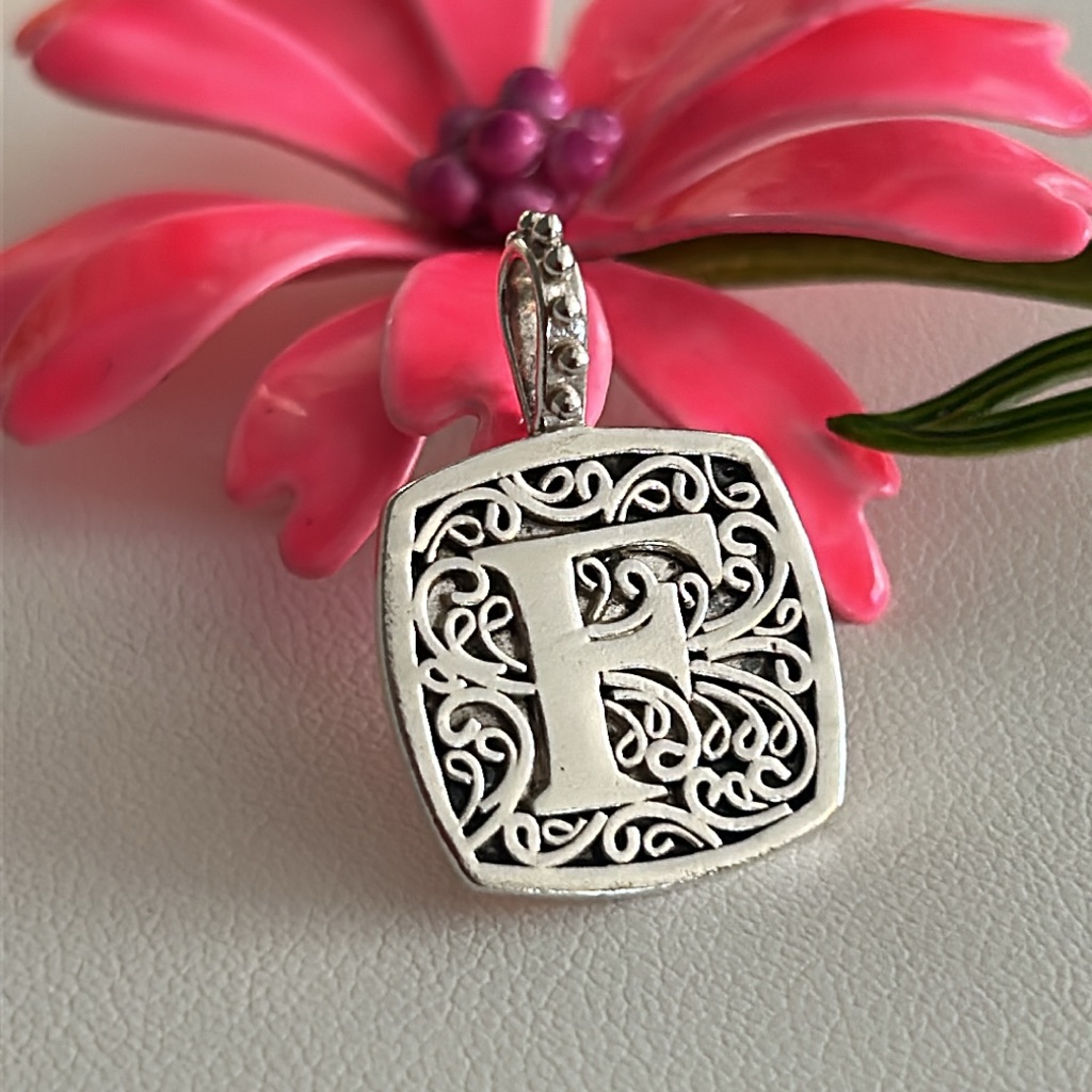 Lori Bonn Sterling Silver Filigree Initial F Pendant 45$